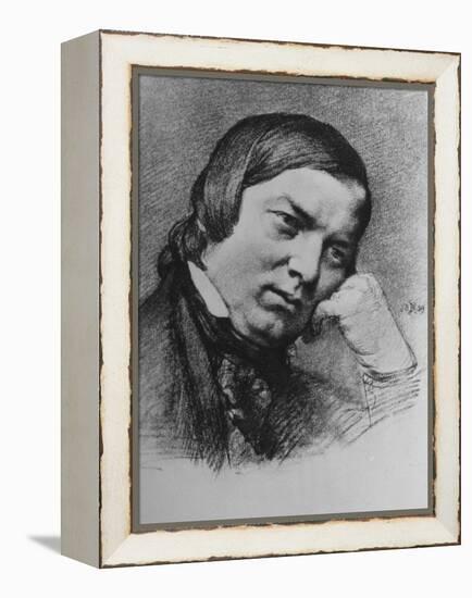 Drawing by Bendemann Dated 1859 of German Composer Robert Schumann-null-Framed Premier Image Canvas