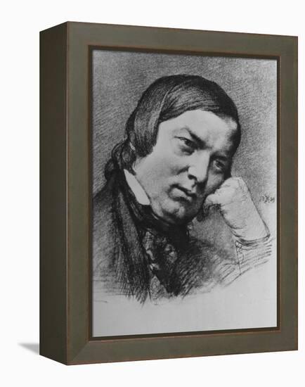 Drawing by Bendemann Dated 1859 of German Composer Robert Schumann-null-Framed Premier Image Canvas