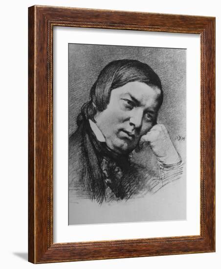 Drawing by Bendemann Dated 1859 of German Composer Robert Schumann-null-Framed Photographic Print