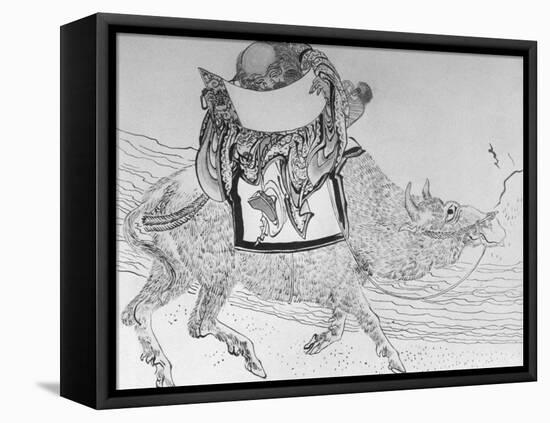 Drawing by Japanese Artist Hokusai of Chinese Philosopher Lao Tse, Founder of Taoism-null-Framed Premier Image Canvas
