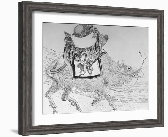 Drawing by Japanese Artist Hokusai of Chinese Philosopher Lao Tse, Founder of Taoism-null-Framed Photographic Print