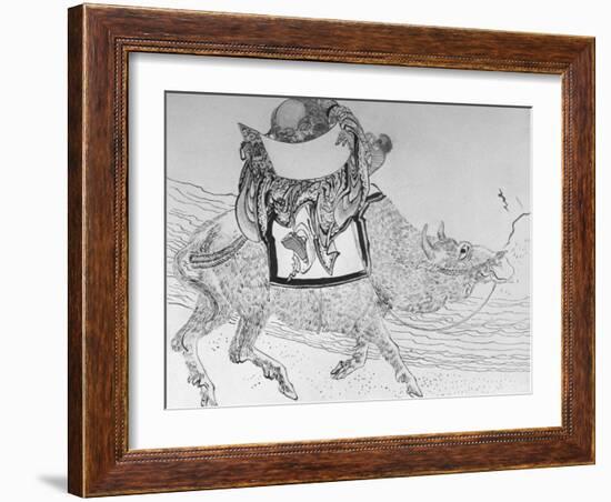 Drawing by Japanese Artist Hokusai of Chinese Philosopher Lao Tse, Founder of Taoism-null-Framed Photographic Print