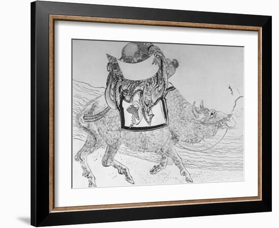 Drawing by Japanese Artist Hokusai of Chinese Philosopher Lao Tse, Founder of Taoism-null-Framed Photographic Print