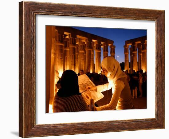 Drawing Classes for Women in the Temple of Thebe Area, Egypt-Michele Molinari-Framed Photographic Print