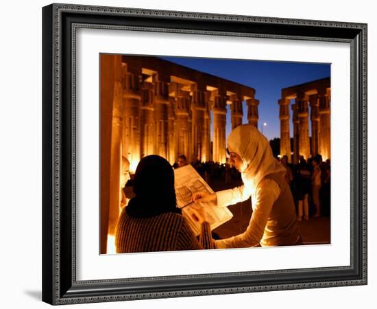 Drawing Classes for Women in the Temple of Thebe Area, Egypt-Michele Molinari-Framed Photographic Print