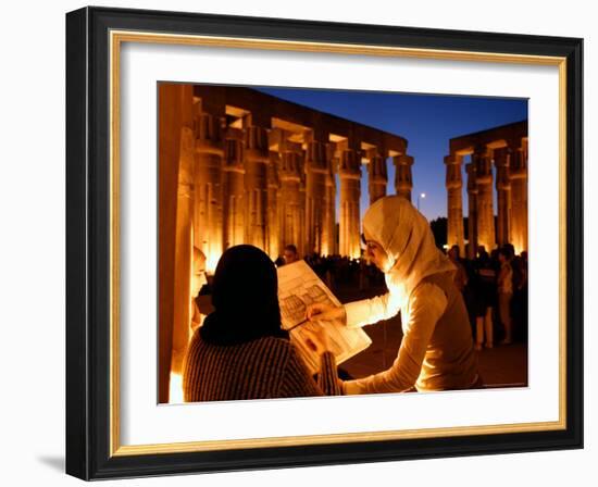 Drawing Classes for Women in the Temple of Thebe Area, Egypt-Michele Molinari-Framed Photographic Print