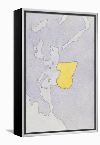 Drawing Depicting a Mute Map of Libya-null-Framed Premier Image Canvas