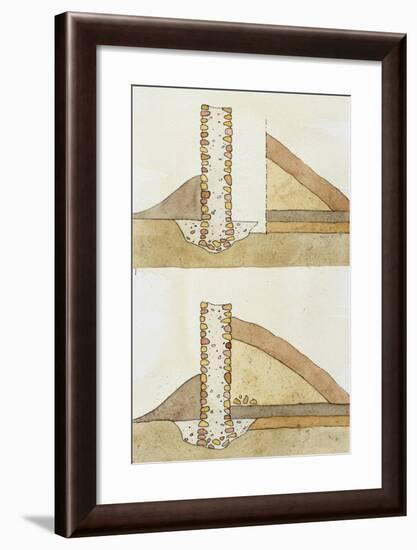 Drawing Depicting Techniques Used in Archaeological Excavation-null-Framed Giclee Print