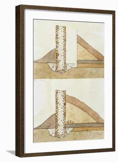 Drawing Depicting Techniques Used in Archaeological Excavation-null-Framed Giclee Print