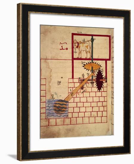 Drawing Depicting the Invention of a Water Pump from "The Book of Mechanical Knowledge"-null-Framed Giclee Print