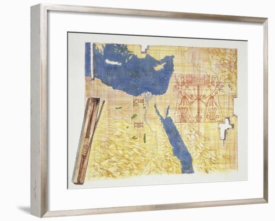 Drawing Depicting the Map of the Course of the River Nile, Era of Ramses II-null-Framed Giclee Print