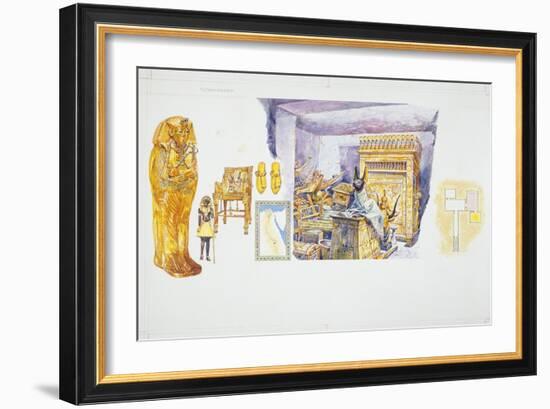 Drawing Depicting Tutankhamon's Sarcophagus-null-Framed Giclee Print