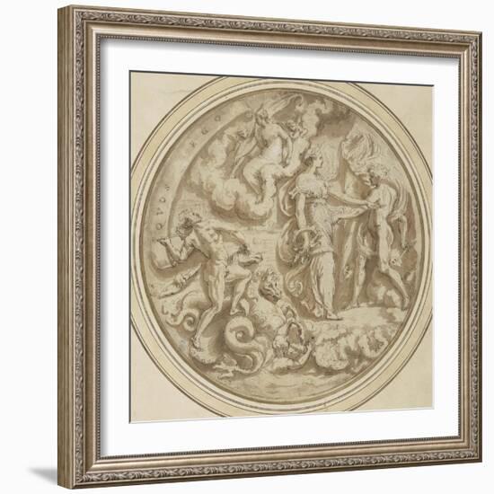 Drawing for a Dish: Mythological and Marine Animals-Perino Del Vaga-Framed Giclee Print