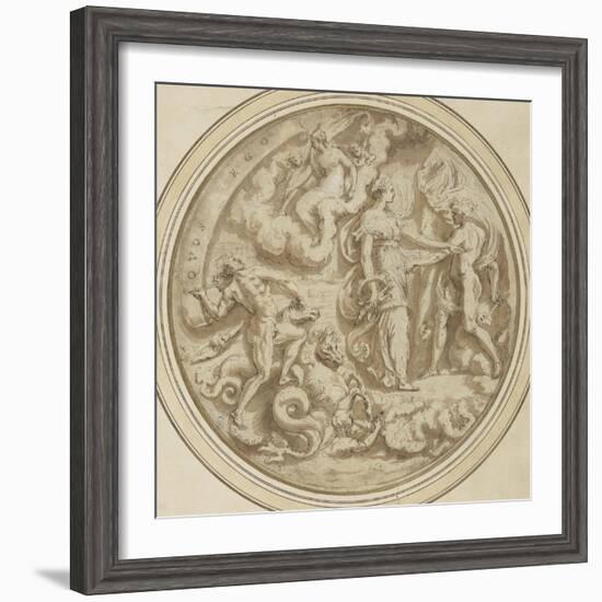 Drawing for a Dish: Mythological and Marine Animals-Perino Del Vaga-Framed Giclee Print