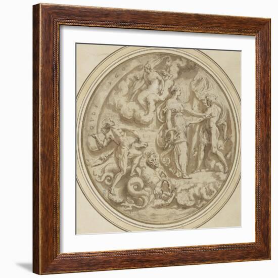 Drawing for a Dish: Mythological and Marine Animals-Perino Del Vaga-Framed Giclee Print