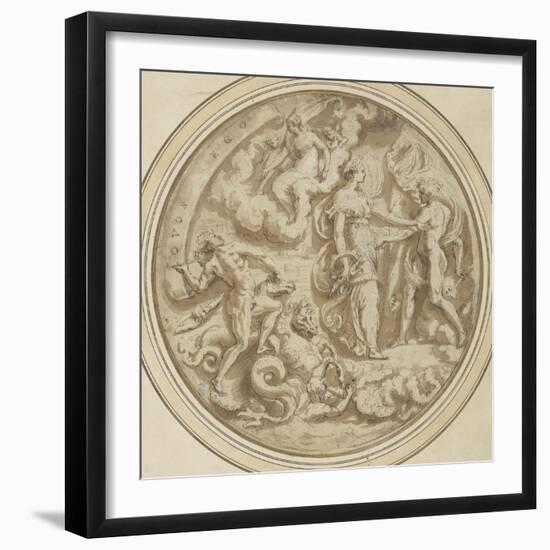 Drawing for a Dish: Mythological and Marine Animals-Perino Del Vaga-Framed Giclee Print