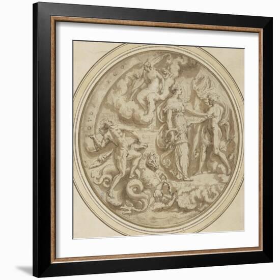 Drawing for a Dish: Mythological and Marine Animals-Perino Del Vaga-Framed Giclee Print