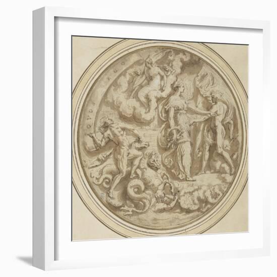 Drawing for a Dish: Mythological and Marine Animals-Perino Del Vaga-Framed Giclee Print