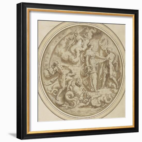 Drawing for a Dish: Mythological and Marine Animals-Perino Del Vaga-Framed Giclee Print