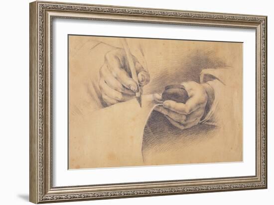 Drawing Hands, 1798 (Black Chalk Heightened with White on Brown Paper)-Philipp Otto Runge-Framed Giclee Print