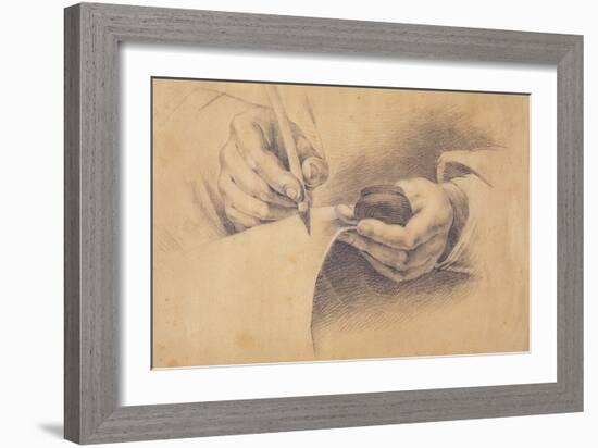 Drawing Hands, 1798 (Black Chalk Heightened with White on Brown Paper)-Philipp Otto Runge-Framed Giclee Print