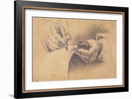 Drawing Hands, 1798 (Black Chalk Heightened with White on Brown Paper)-Philipp Otto Runge-Framed Giclee Print