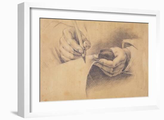 Drawing Hands, 1798 (Black Chalk Heightened with White on Brown Paper)-Philipp Otto Runge-Framed Giclee Print