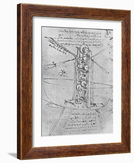 'Drawing of a Flying Machine with a Man Operating It', c1480 (1945)-Leonardo Da Vinci-Framed Giclee Print