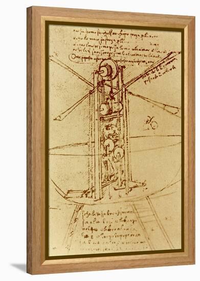 Drawing of a Flying Machine-Leonardo da Vinci-Framed Premier Image Canvas