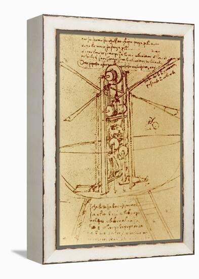 Drawing of a Flying Machine-Leonardo da Vinci-Framed Premier Image Canvas