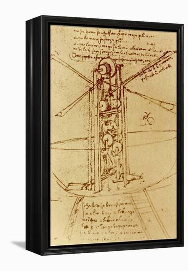 Drawing of a Flying Machine-Leonardo da Vinci-Framed Premier Image Canvas