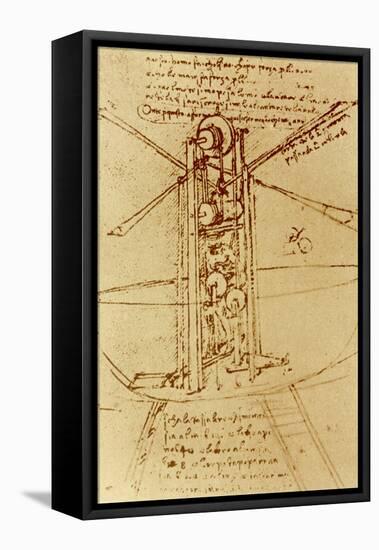 Drawing of a Flying Machine-Leonardo da Vinci-Framed Premier Image Canvas