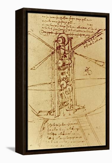 Drawing of a Flying Machine-Leonardo da Vinci-Framed Premier Image Canvas