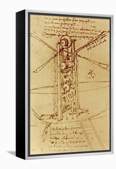 Drawing of a Flying Machine-Leonardo da Vinci-Framed Premier Image Canvas