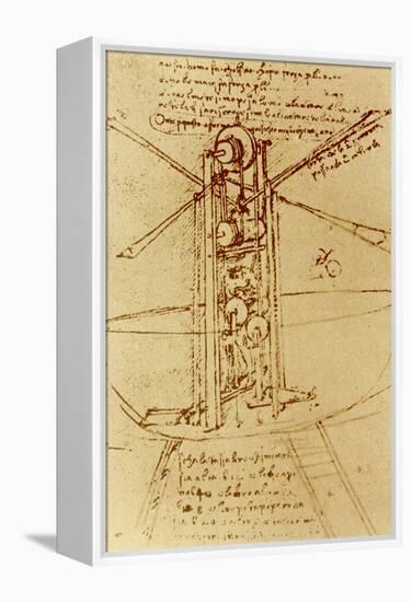 Drawing of a Flying Machine-Leonardo da Vinci-Framed Premier Image Canvas