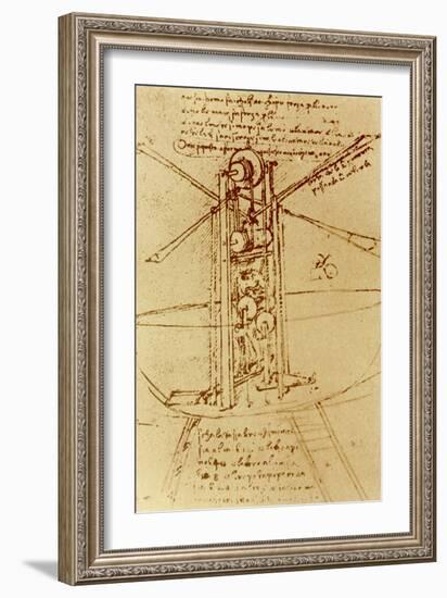 Drawing of a Flying Machine-Leonardo da Vinci-Framed Giclee Print