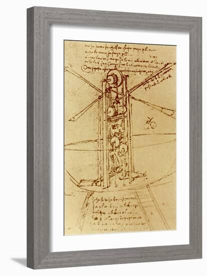 Drawing of a Flying Machine-Leonardo da Vinci-Framed Giclee Print