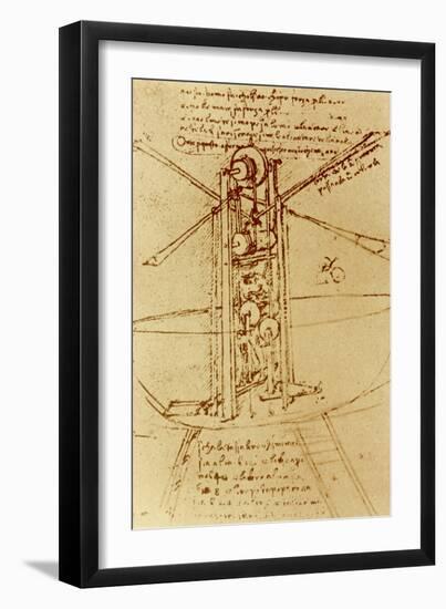 Drawing of a Flying Machine-Leonardo da Vinci-Framed Giclee Print