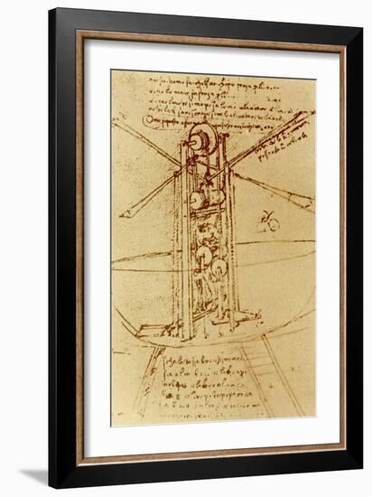 Drawing of a Flying Machine-Leonardo da Vinci-Framed Giclee Print