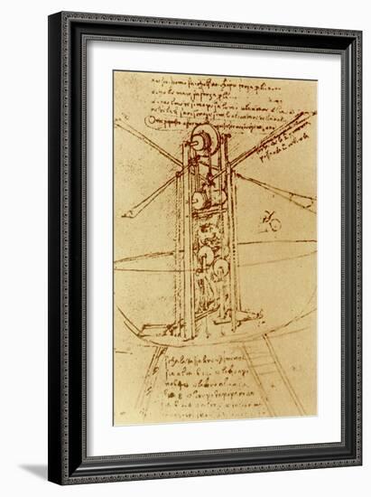 Drawing of a Flying Machine-Leonardo da Vinci-Framed Giclee Print