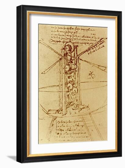 Drawing of a Flying Machine-Leonardo da Vinci-Framed Giclee Print