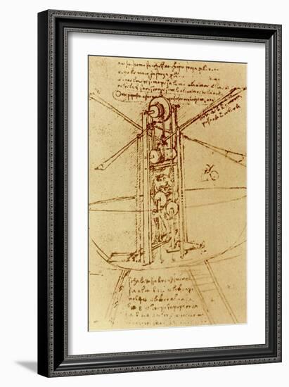 Drawing of a Flying Machine-Leonardo da Vinci-Framed Premium Giclee Print