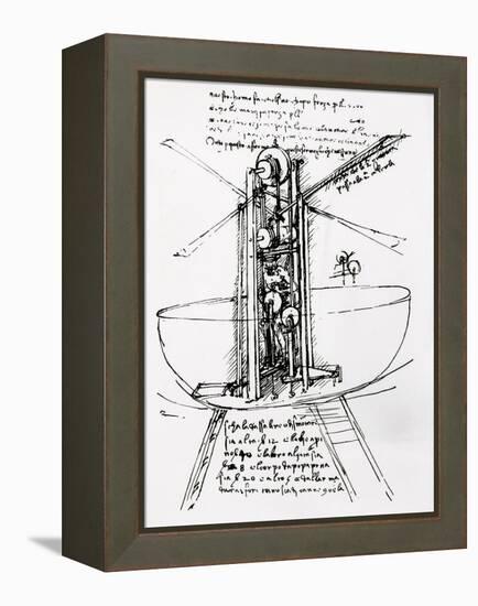 Drawing of a Manually Driven Flying Machine by Leonardo da Vinci-Bettmann-Framed Premier Image Canvas