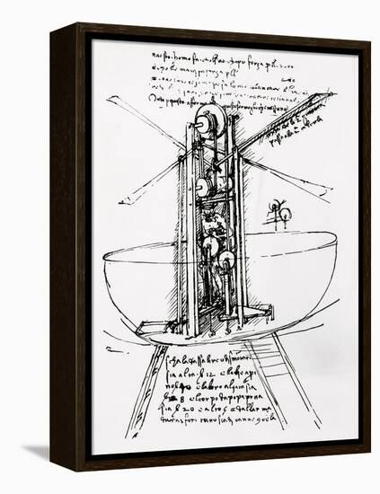 Drawing of a Manually Driven Flying Machine by Leonardo da Vinci-Bettmann-Framed Premier Image Canvas