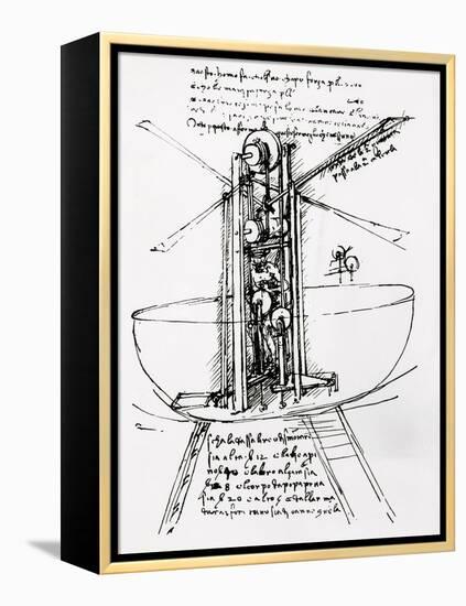 Drawing of a Manually Driven Flying Machine by Leonardo da Vinci-Bettmann-Framed Premier Image Canvas