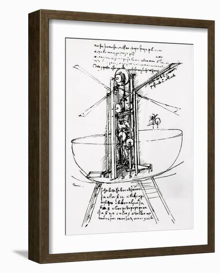 Drawing of a Manually Driven Flying Machine by Leonardo da Vinci-Bettmann-Framed Giclee Print