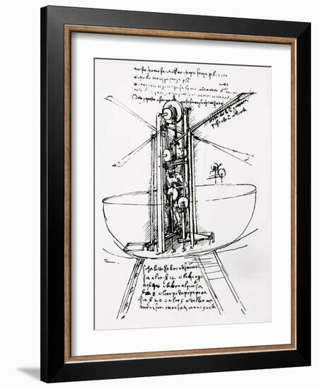 Drawing of a Manually Driven Flying Machine by Leonardo da Vinci-Bettmann-Framed Giclee Print