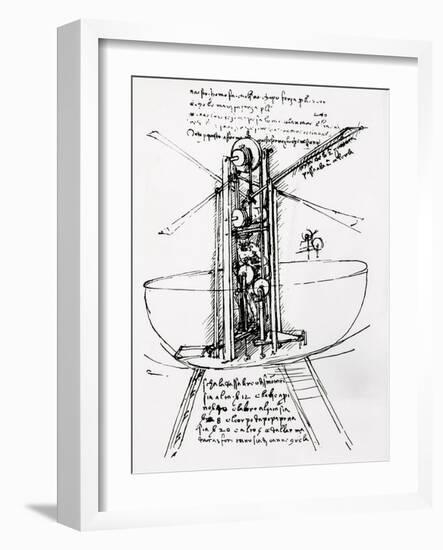 Drawing of a Manually Driven Flying Machine by Leonardo da Vinci-Bettmann-Framed Giclee Print