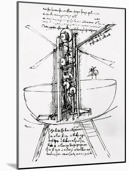 Drawing of a Manually Driven Flying Machine by Leonardo da Vinci-Bettmann-Mounted Giclee Print