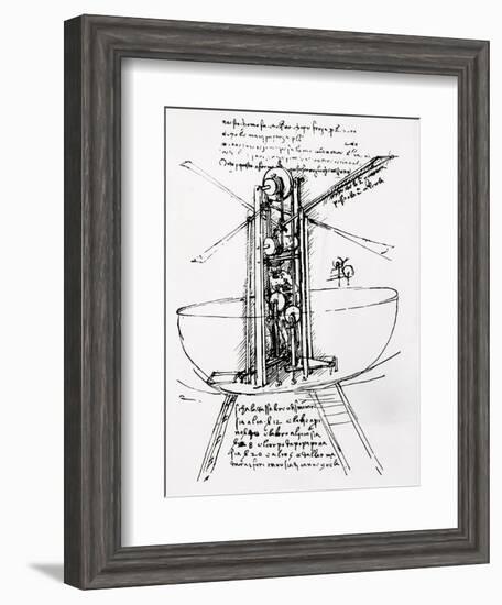 Drawing of a Manually Driven Flying Machine by Leonardo da Vinci-Bettmann-Framed Giclee Print